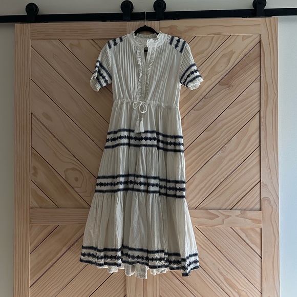 NEW Ivy City SANTORINI Embroidered Maxi Dress Ruffle Tiered Cottagecore SMALL - Picture 2 of 9